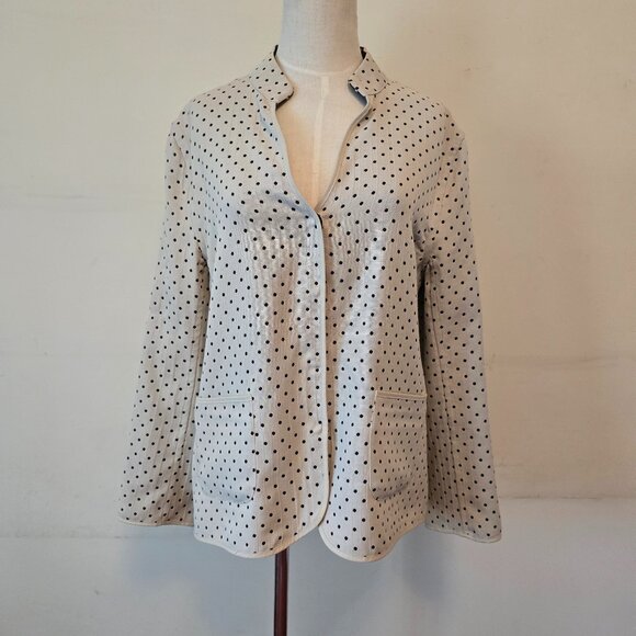 Lana Lee - Vintage Two-Piece Jacket & Skirt Set in Cream Tone, Black Polka Dots - Picture 2 of 16